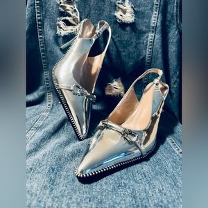 Metallic Silver Slingback Shoes.. Sassy and Sexy and Comfortable too!